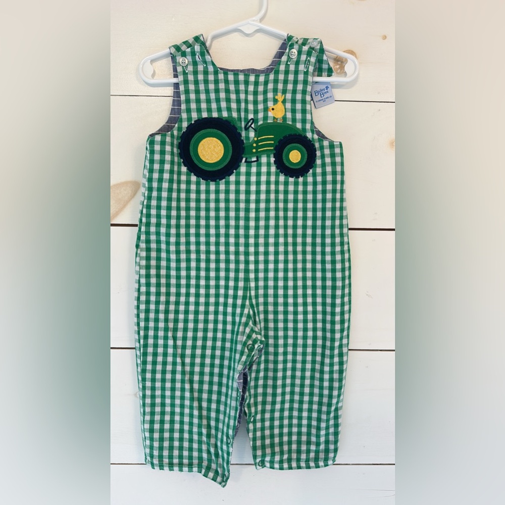 12 mo Bailey boys reversible Jon Jon tractor